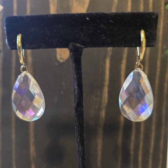 Vintage Joan Crawford Classic Collection Prism Pear Shaped Earrings, 1.5" Long - Picture 5 of 7